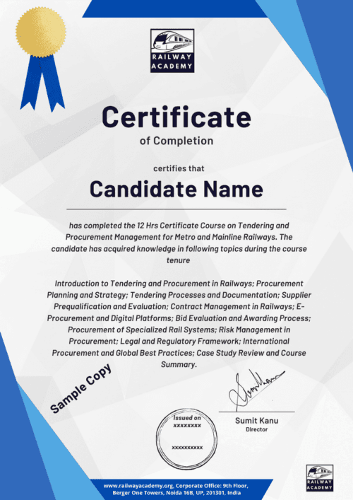 Sample certificate for Power Supply Arrangements for Railway Signaling