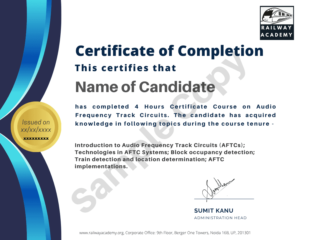 Sample certificate for this live course
