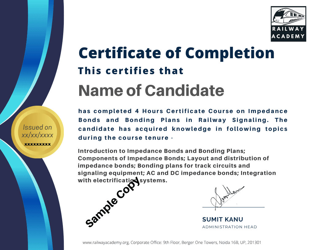 Sample certificate for this live course