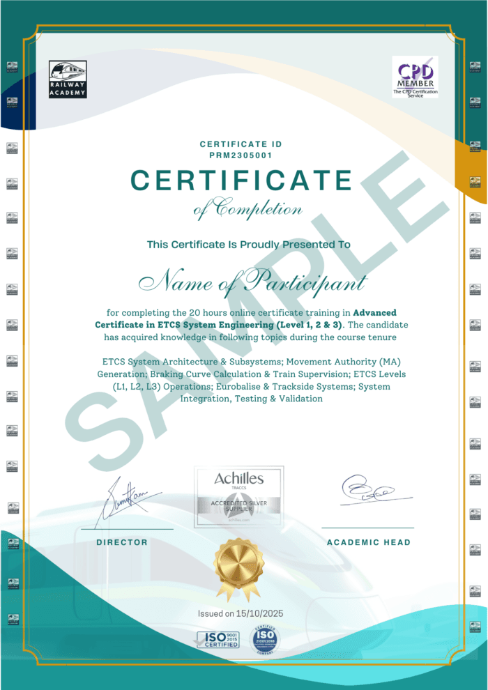 Sample certificate for this live course