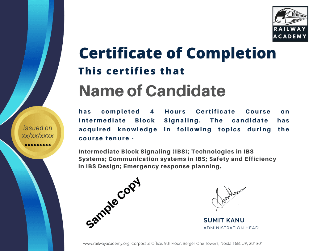 Sample certificate for this live course