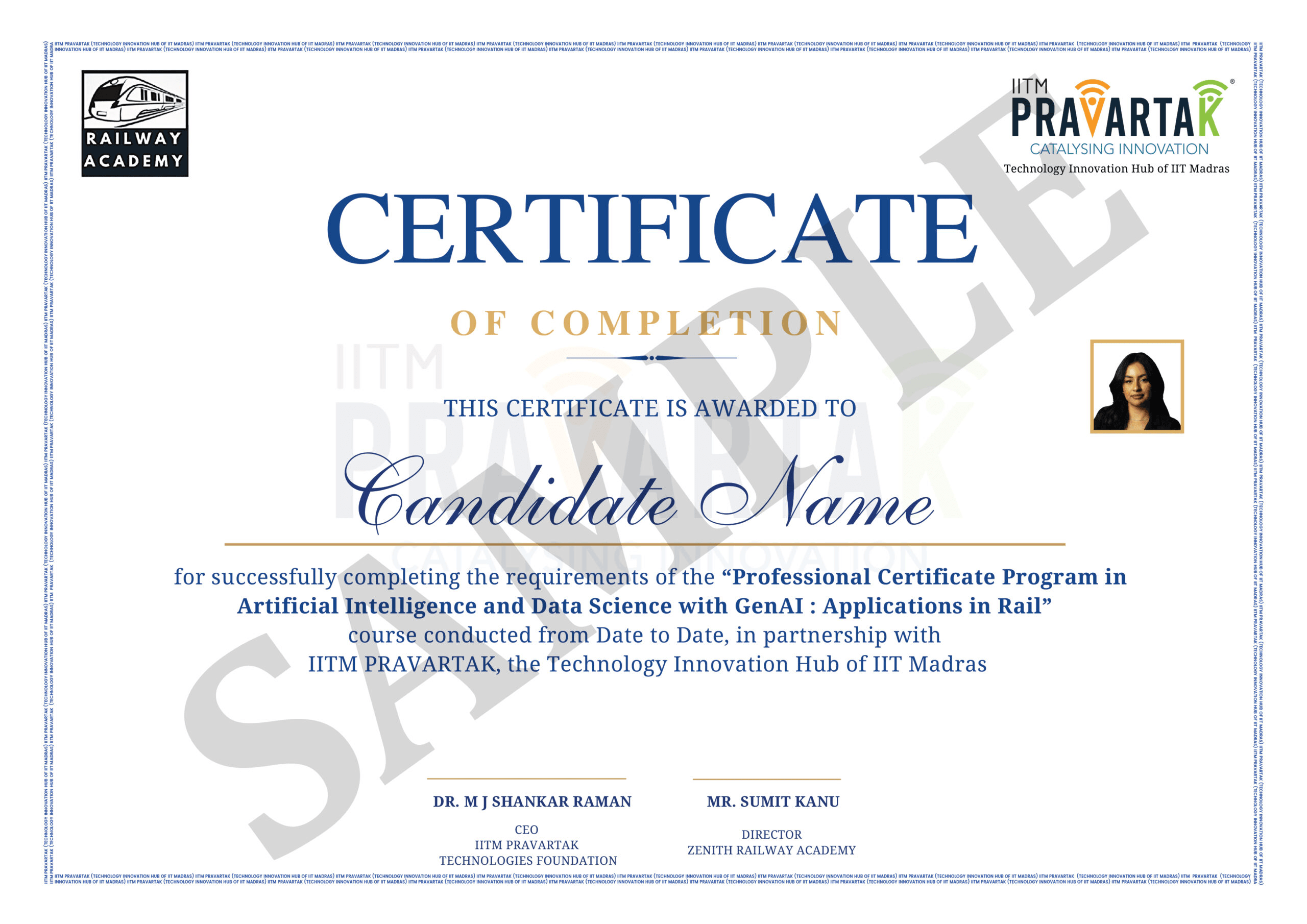 Professional Certificate Program AI & Data Science with GenAI: Applications in Rail certificate