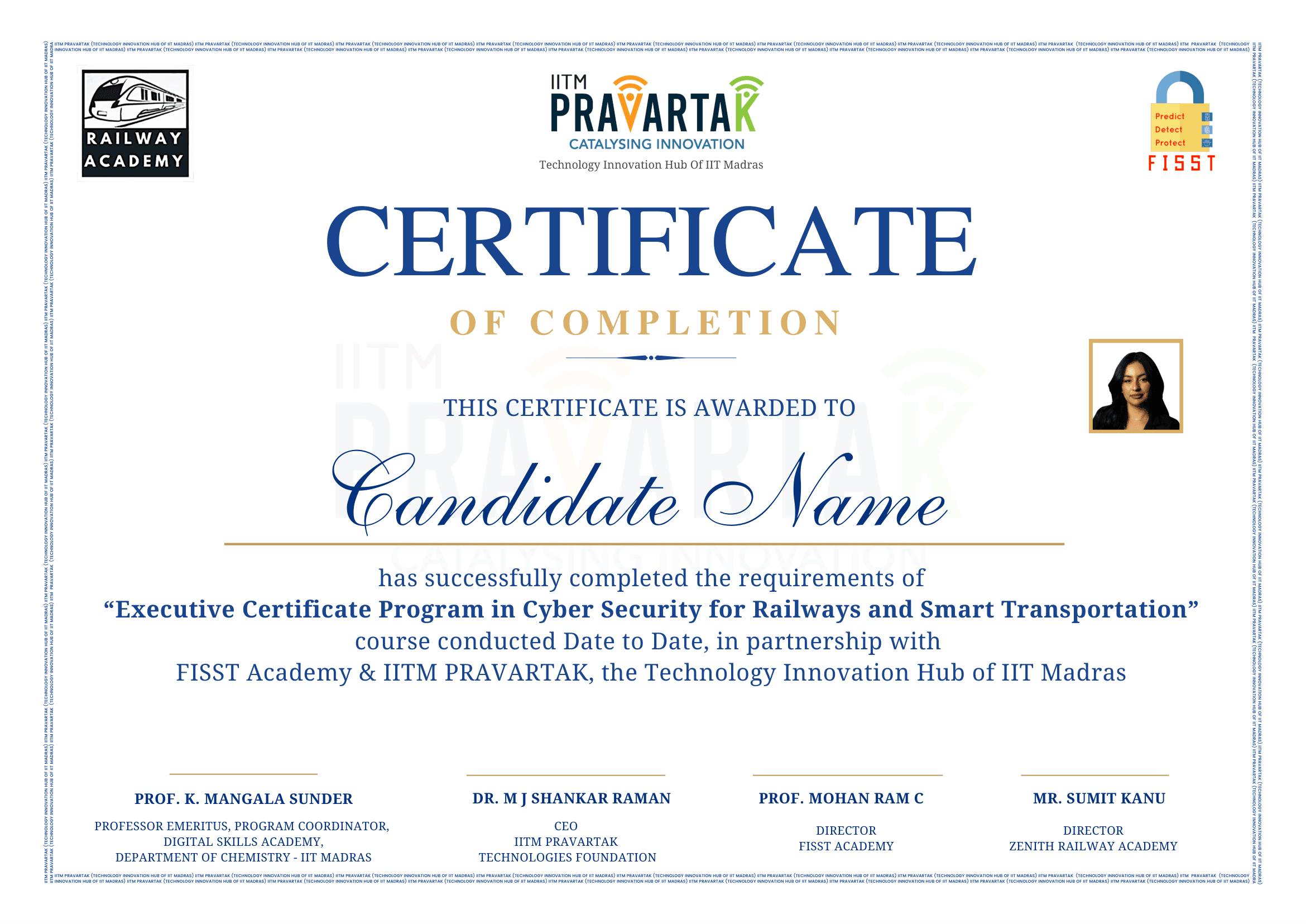 Executive Certificate Programme Rail Cybersecurity certificate