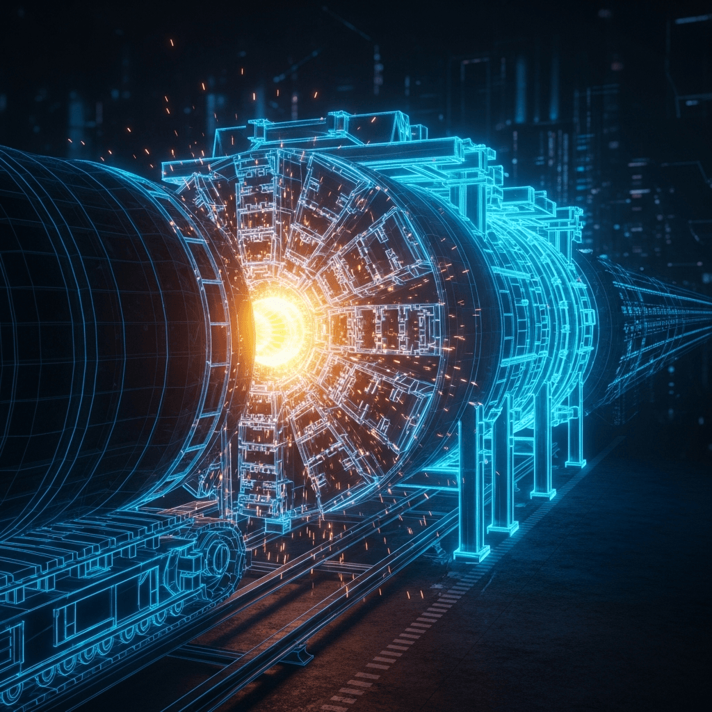 Digital twin of a TBM machine inside a tunnel